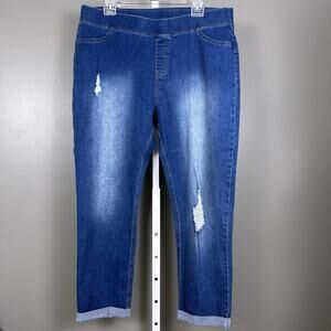 Kayser-Roth Womens XL Jeans Blue Denim Jeggings Stretch Soft Mid Rise Pull On